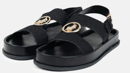 Polo Jacquard Moulded Trim Sandal - Black