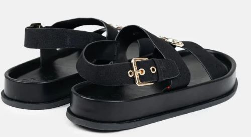 Polo Jacquard Moulded Trim Sandal - Black