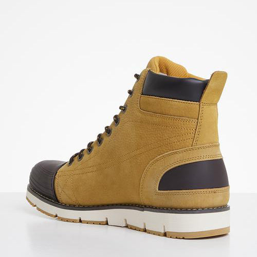 Leather Rubber Wedge Worker Boot (Lizzard Boot) - Honey