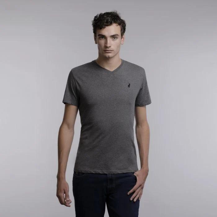 Mens V-Neck Tshirt - Charcoal